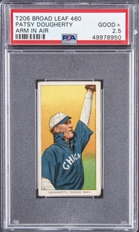 1909-11 T206 White Border Patsy Dougherty, Arm in Air – Rare "Broad Leaf - 460 Subjects" Back – PSA GD+ 2.5
